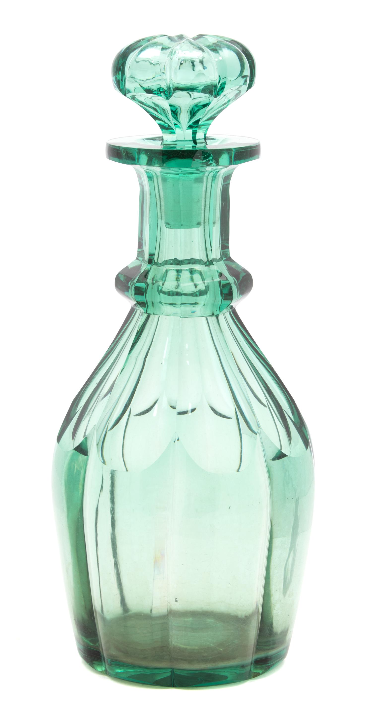 An English Pale Green Glass Stoppered Decanter — 19TH CENTURY