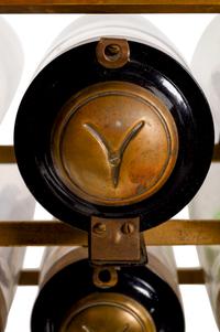 A Countertop Apothecary Brass and Glass Display