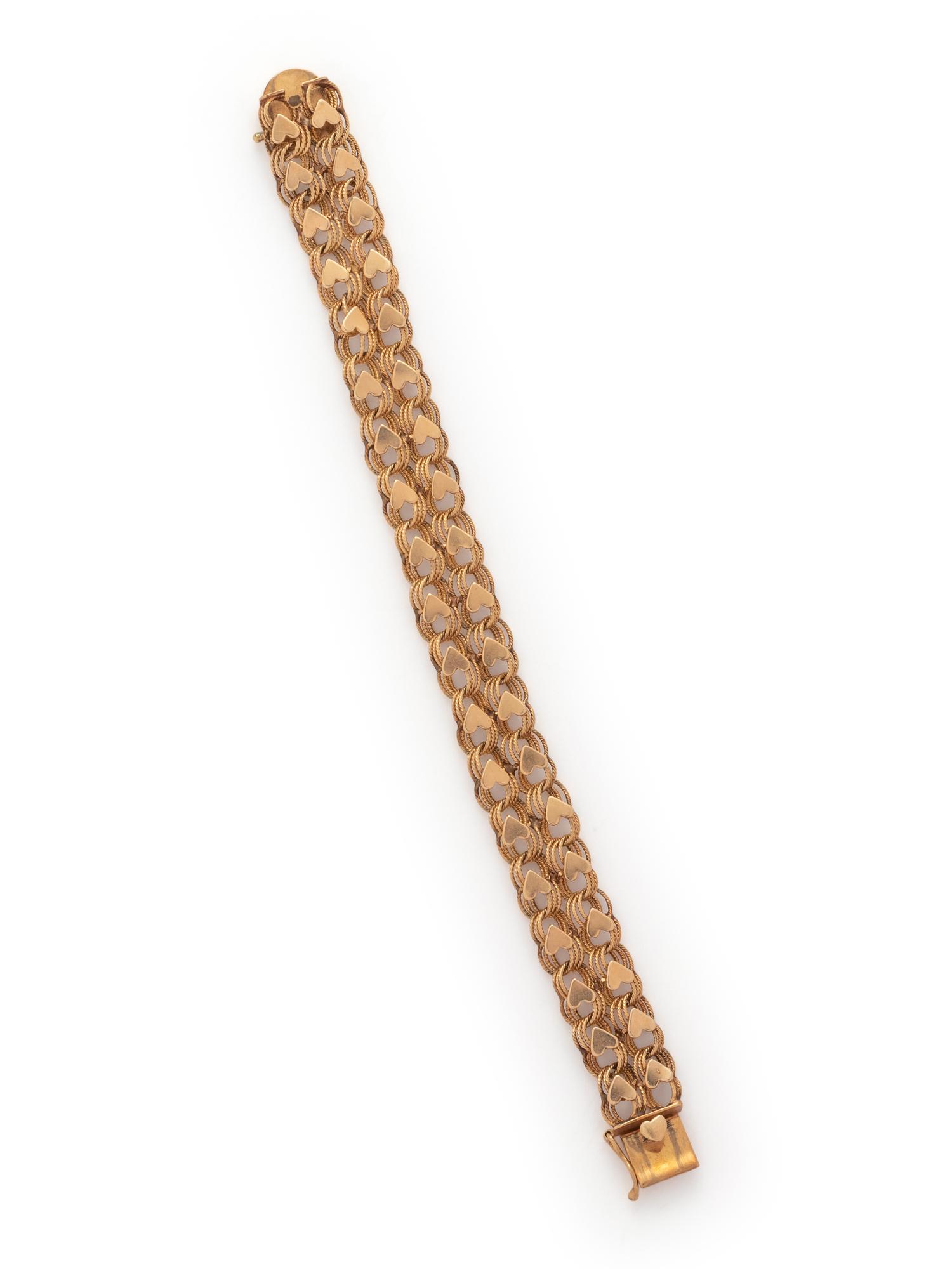 VINTAGE, YELLOW GOLD HEART BRACELET