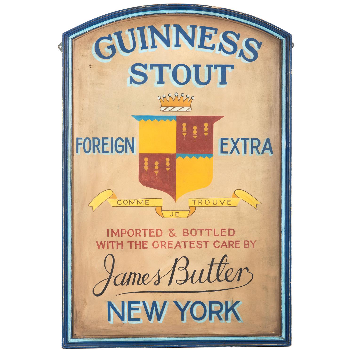 A Guinness Painted Wood Trade Sign for James Butler