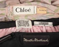 Three Designer Dresses: One Martha Weathered, One Bill Blass, One Chloé, 1980s