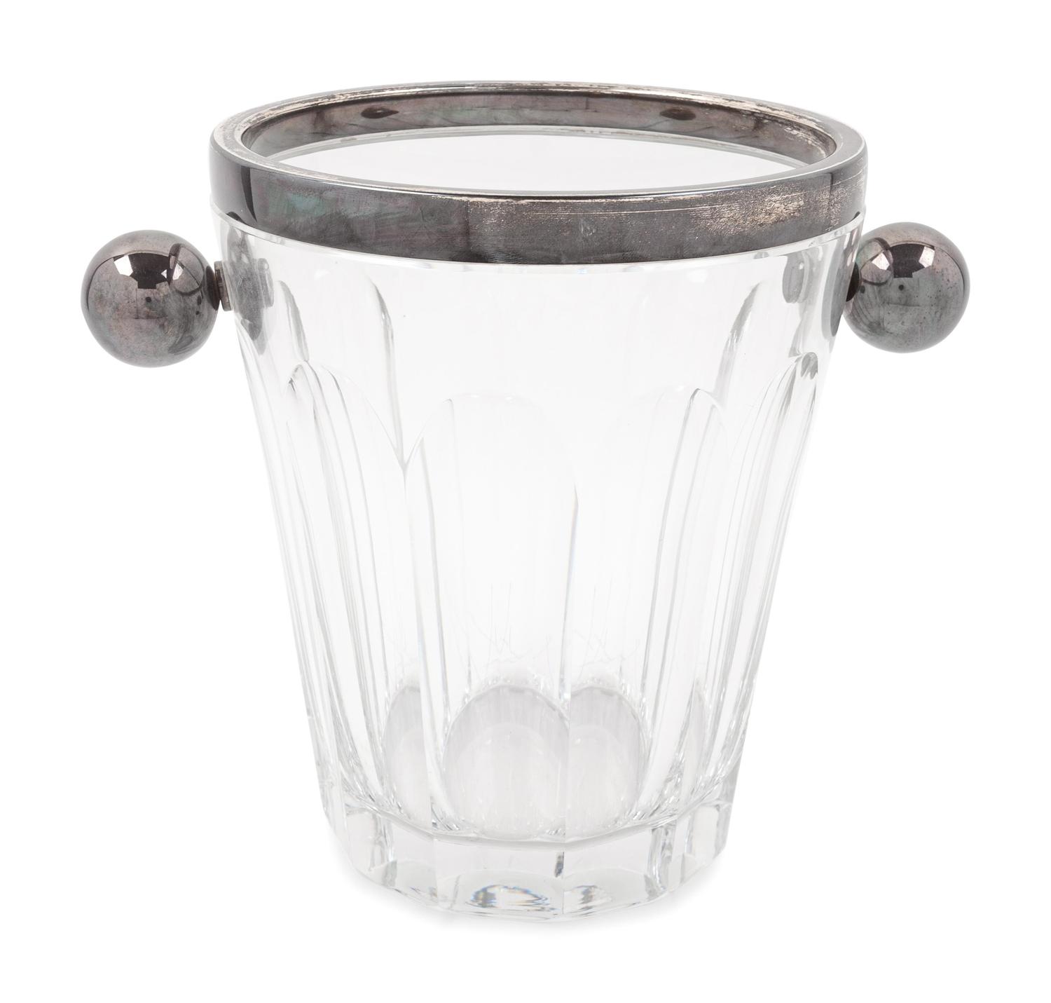 An English Silver Mounted Cut-Glass Wine Cooler and Undertray