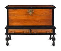An Indo-Portuguese Ebony and Satinwood Trunk