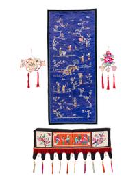 Four Chinese Embroidered Silk Panels