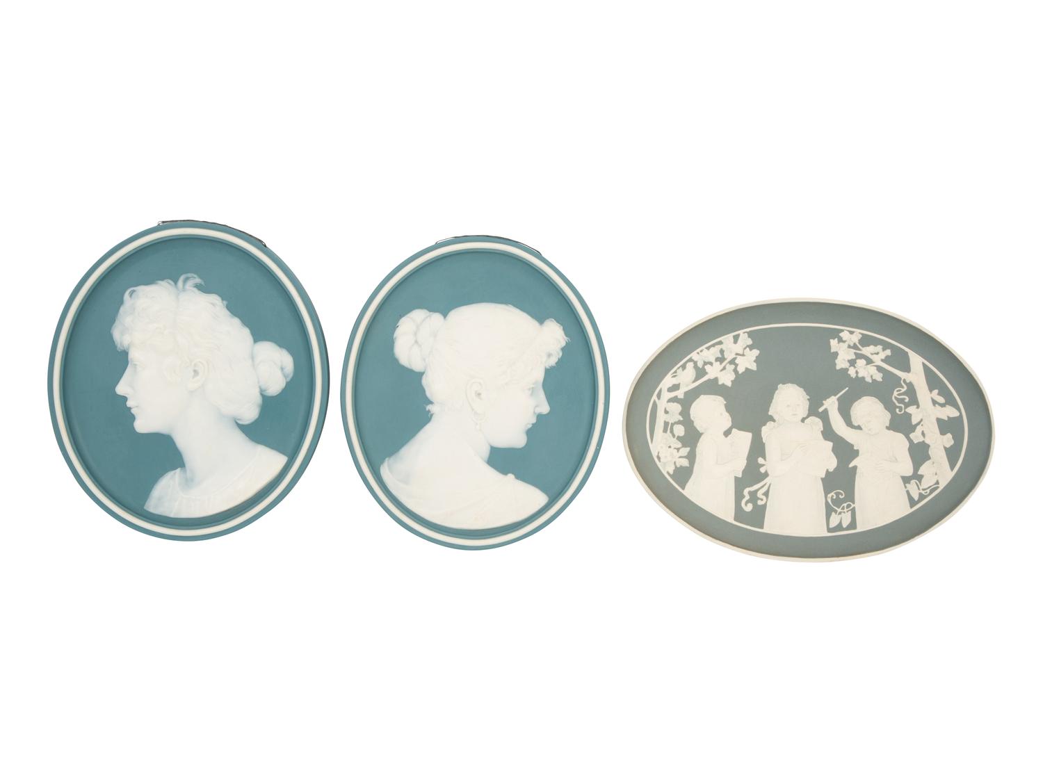 Five Mettlach Pate-sur-pate Phanolith Plaques