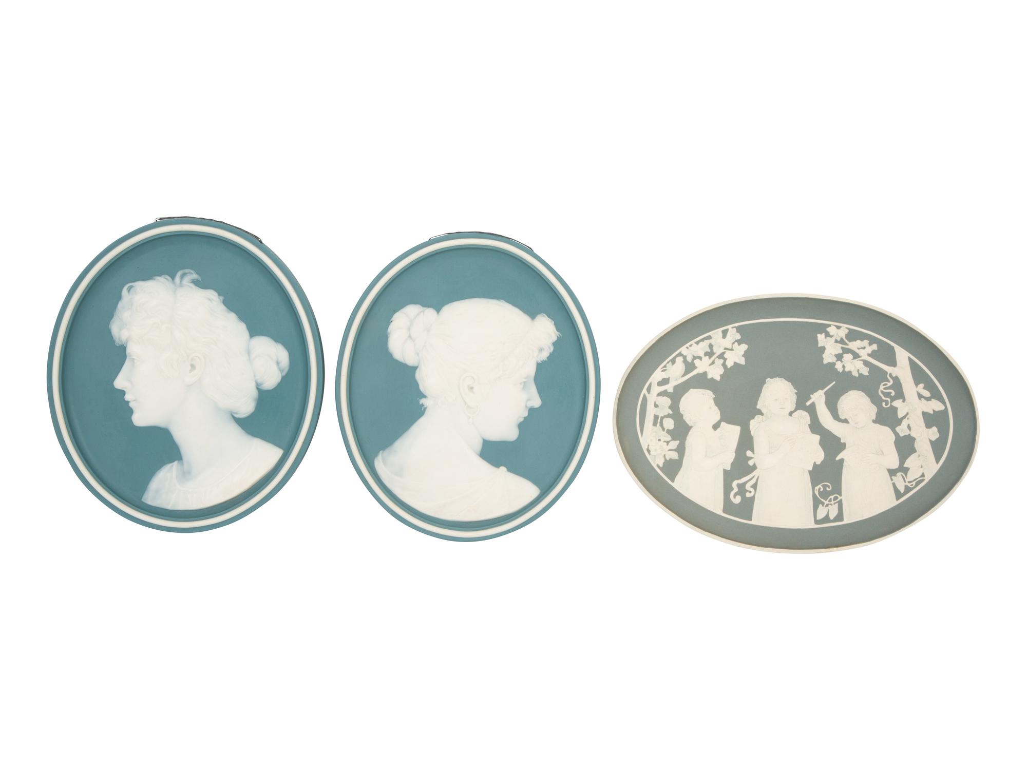 Five Mettlach Pate-sur-pate Phanolith Plaques