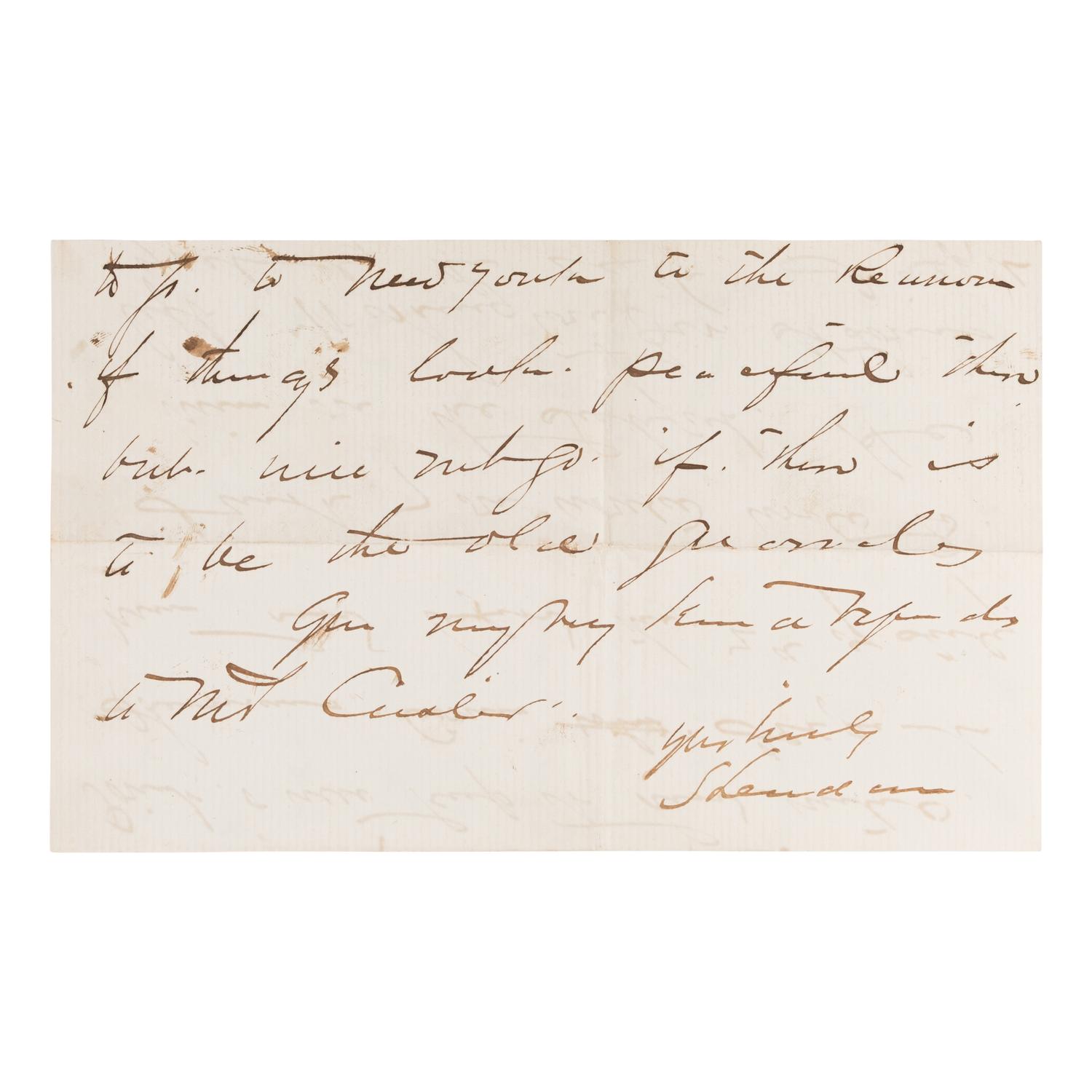 [Custer, George Armstrong, Gen. (1839-1876)]. A pair of letters from Generals Sheridan and Sherman to Custer, regarding his attempt to secure a transfer to West Point, comprising: