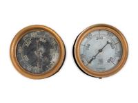 An Ashton Mfg Co., Brass Cased Pressure Gauge