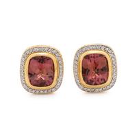 DAVID YURMAN, YELLOW GOLD, PINK TOURMALINE AND DIAMOND EARCLIPS