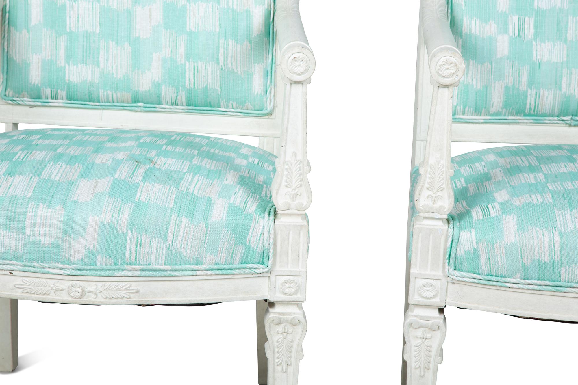 A Pair of Empire Style Painted Fauteuils — 19TH CENTURY