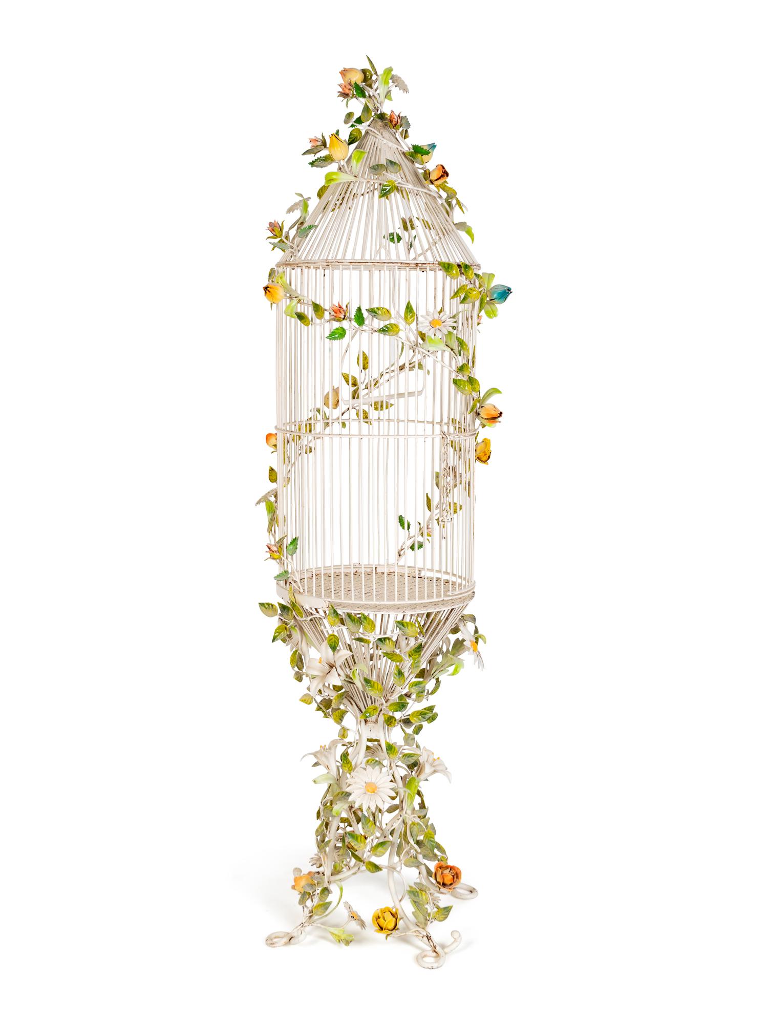 A Polychromed Wrought-Iron Birdcage — 20TH CENTURY