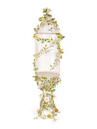 A Polychromed Wrought-Iron Birdcage — 20TH CENTURY