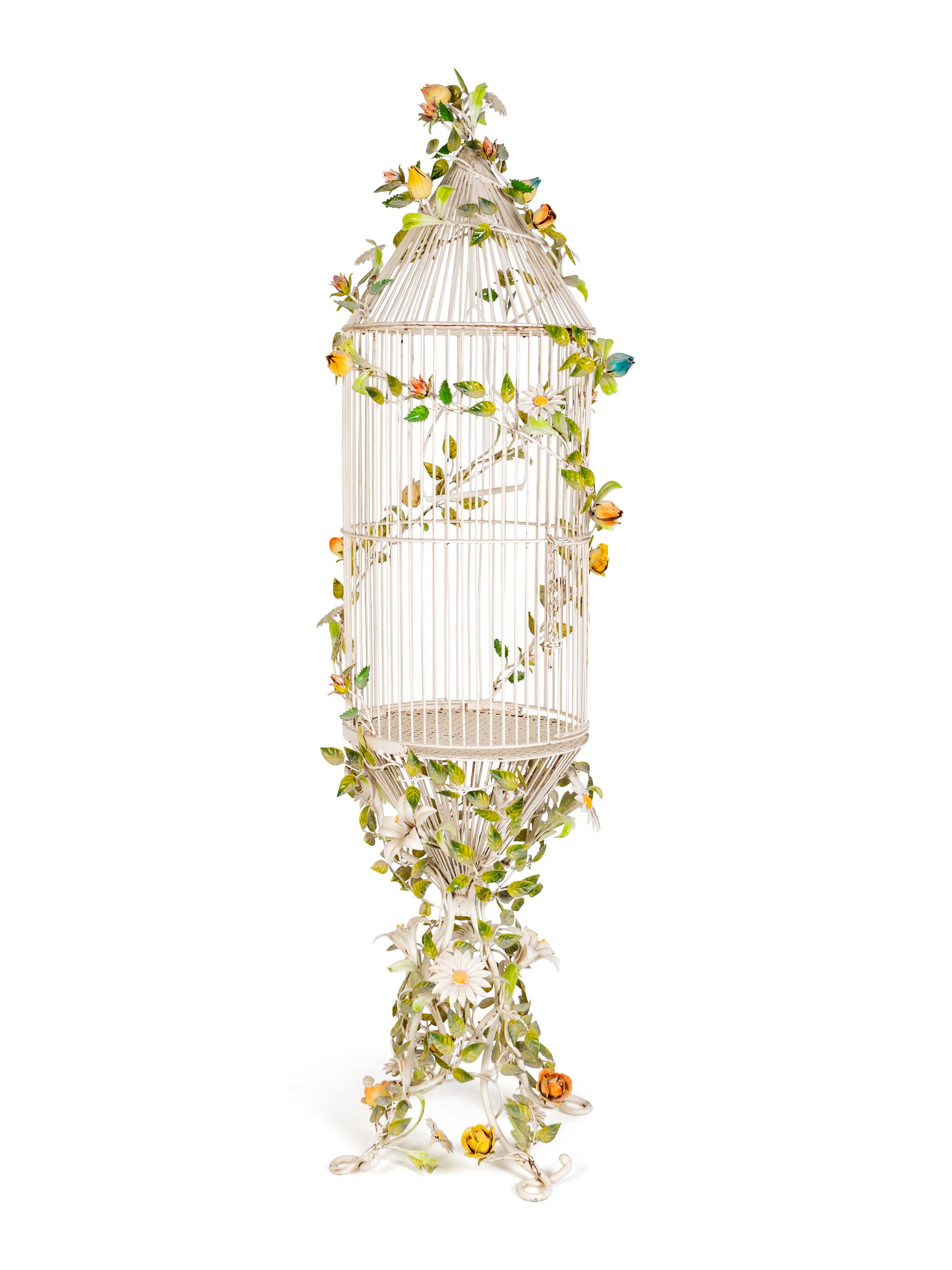 A Polychromed Wrought-Iron Birdcage — 20TH CENTURY