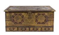 A Brass Decorated Blanket Chest Height 25 1/4 x width 56 x depth 24 1/2 inches. — 19TH CENTURY