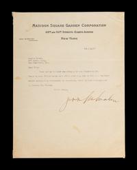 A Rare Jess McMahon Signed Autograph Letter on Madison Square Garden Stationery (WWE McMahon Family)