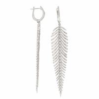 Diamond and White Gold Articulated Feather Earrings