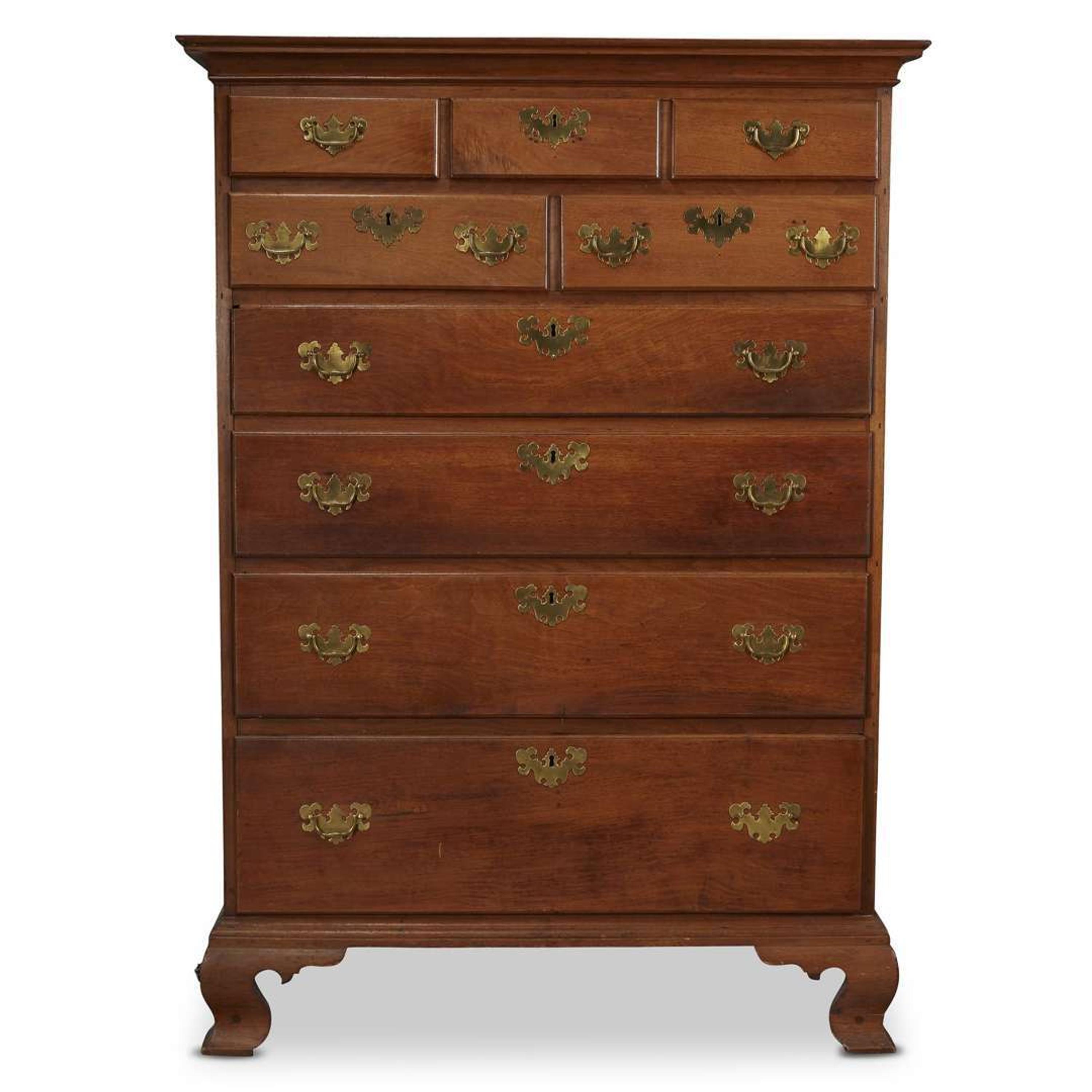 Chippendale walnut tall chest Pennsylvania, circa 1780