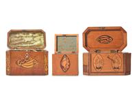 Three George III Shell-Inlaid Satinwood Tea Caddies, Late 18th / Early 19th Century
