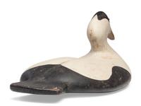 An Oversized Carved and Painted Wood Common Eider Male Decoy