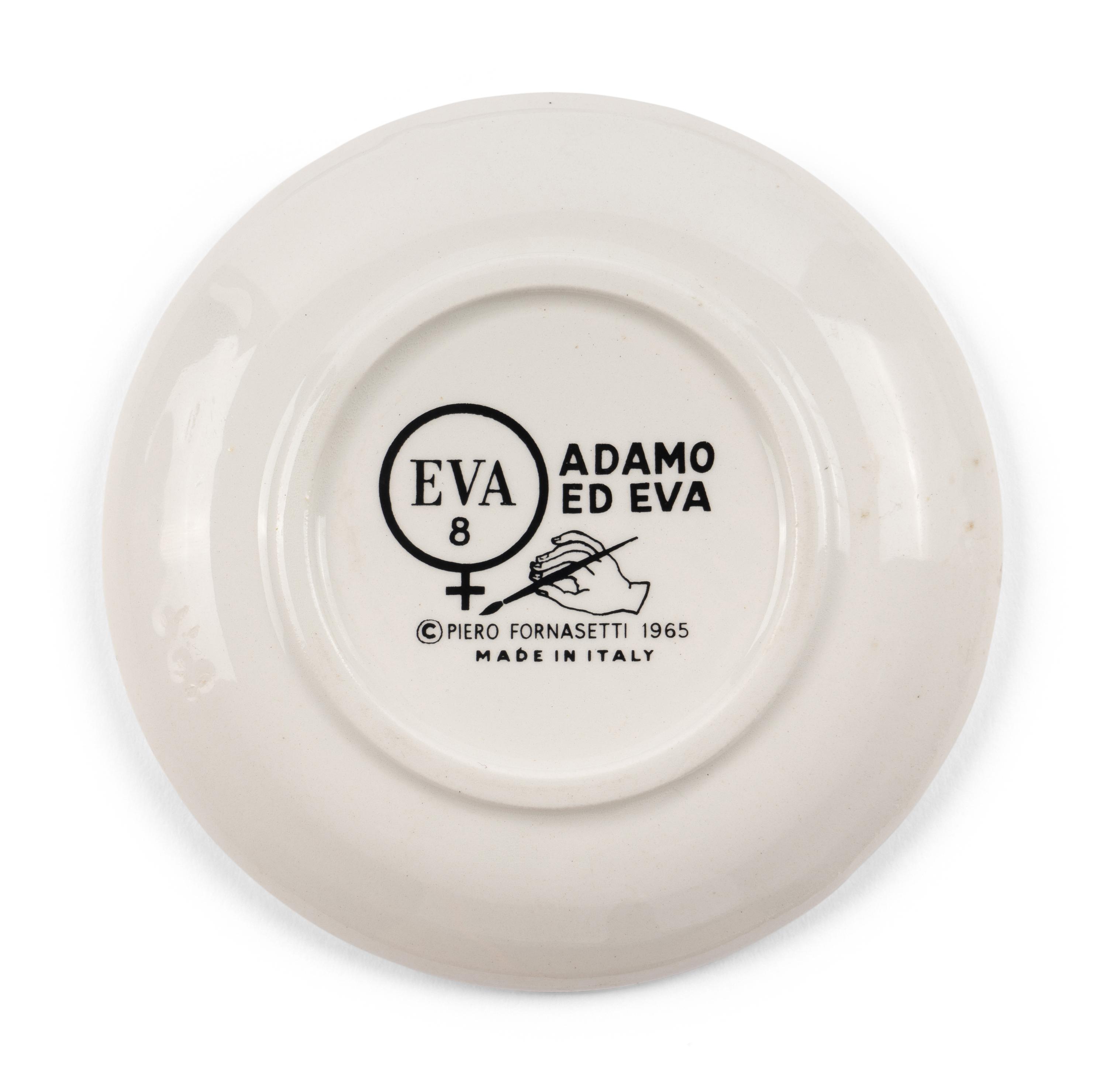 Set of Eight Eve Coasters Fornasetti Milano, Italy