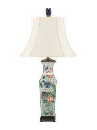 A Chinese Famille Verte Porcelain Vase Mounted as a Lamp