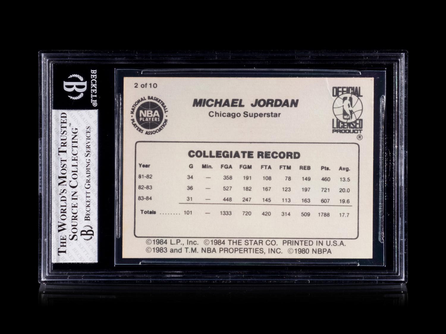A 1986 Star Michael Jordan Set Break Basketball Card No. 2 Collegiate Stats BGS 3 Very Good