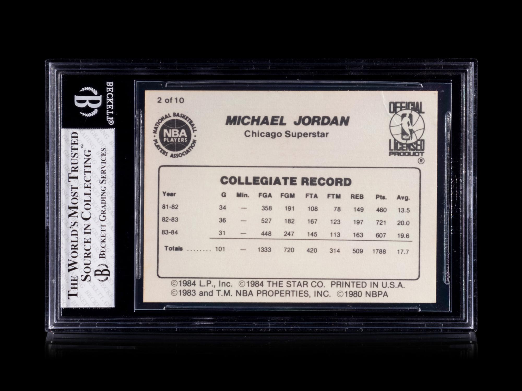 A 1986 Star Michael Jordan Set Break Basketball Card No. 2 Collegiate Stats BGS 3 Very Good