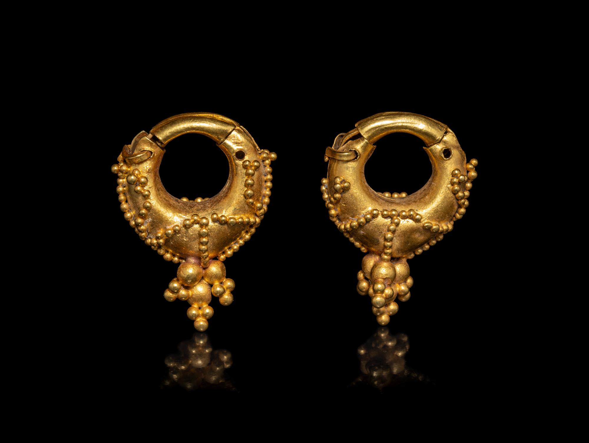 A Pair of Parthian Gold Hollow Earrings