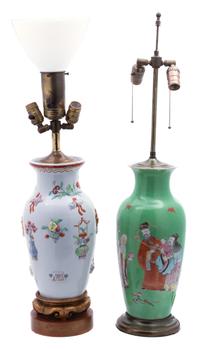Two Chinese Porcelain Vases Mounted as Lamps