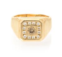 A Yellow Gold, Diamond and Colored Diamond Ring, 10.50 dwts.