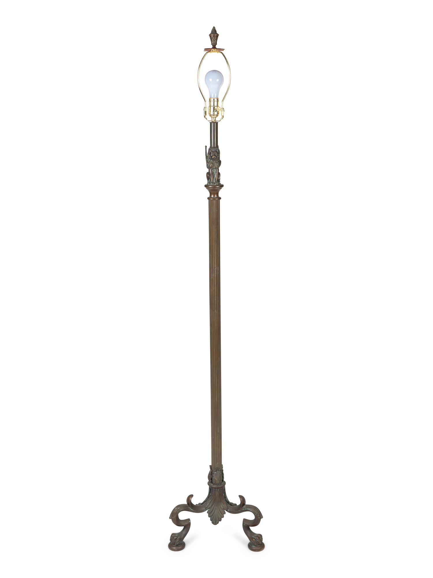 An Estruscan Style Bronze Floor Lamp — 20TH CENTURY