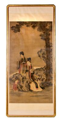 An Ink and Color Painting on Silk Scroll 40 1/2 x 20 1/2 inches (image). — 18TH CENTURY