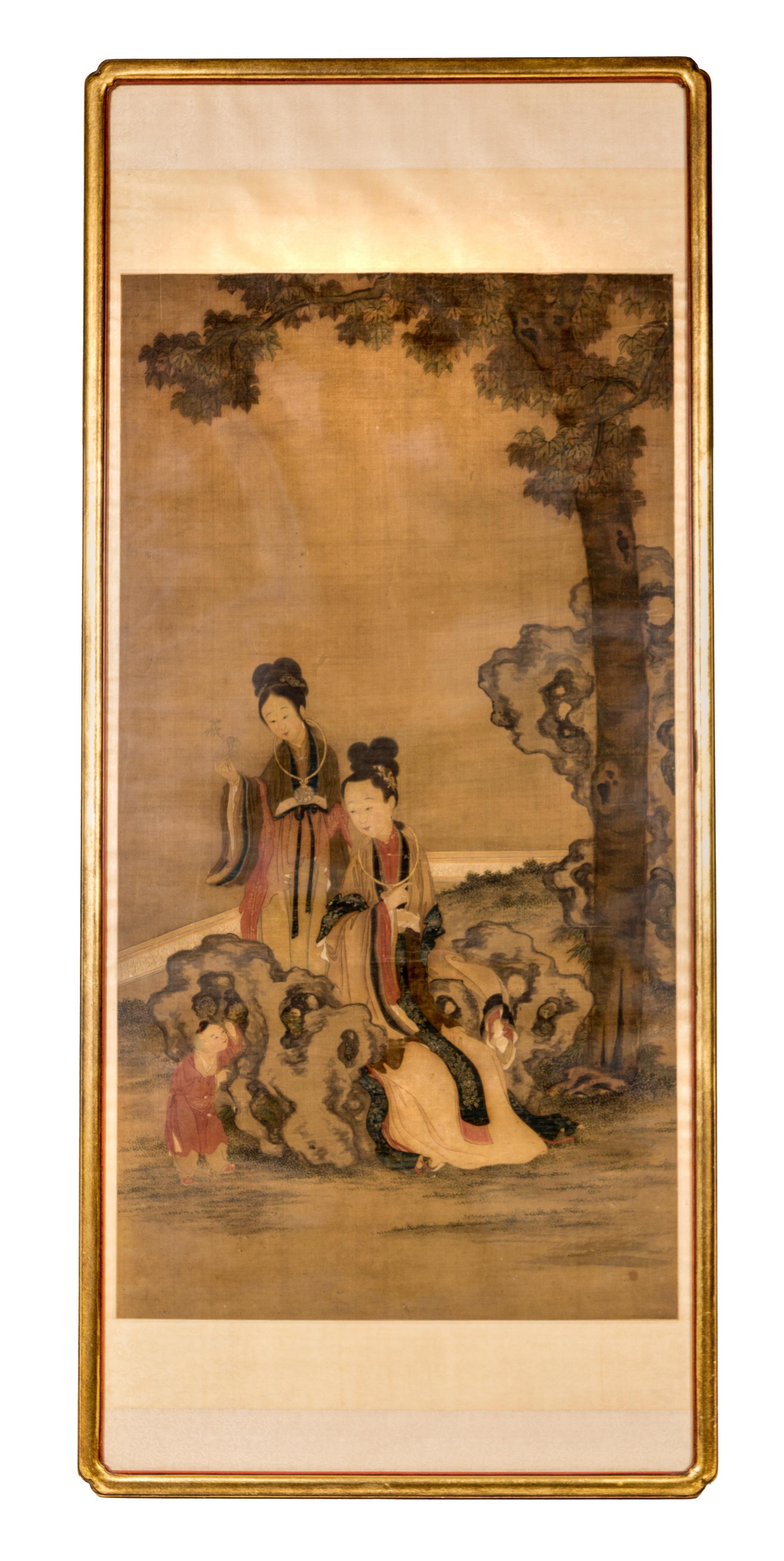 An Ink and Color Painting on Silk Scroll 40 1/2 x 20 1/2 inches (image). — 18TH CENTURY