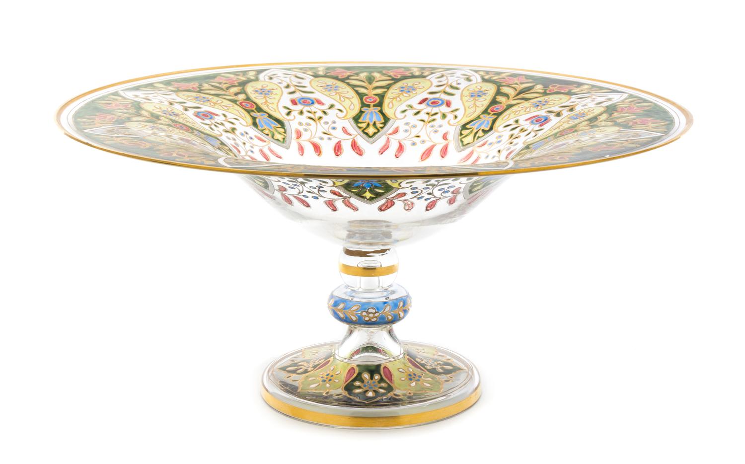 An Enameled Glass Table Service Diameter 14 inches.
