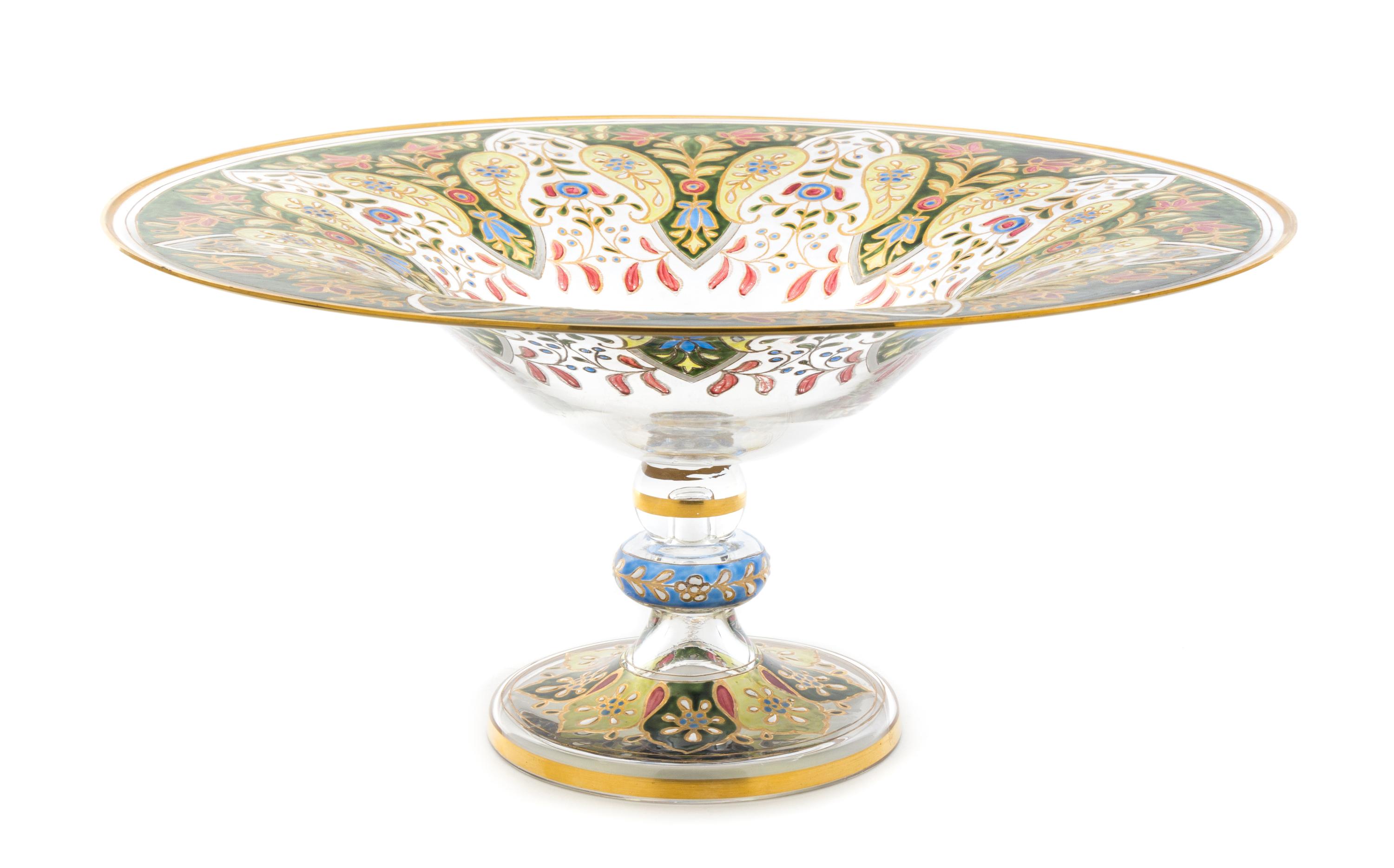 An Enameled Glass Table Service Diameter 14 inches.