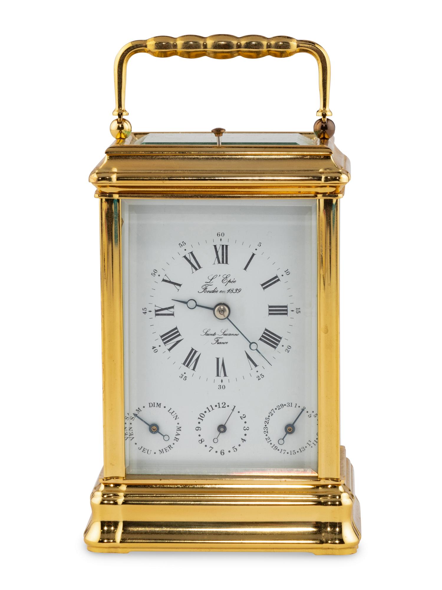 A L'Epee Brass Carriage Clock