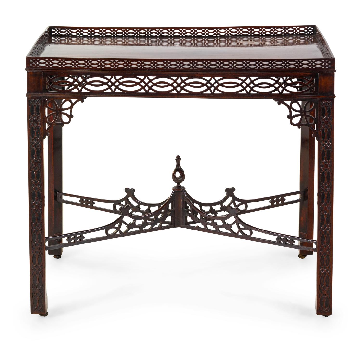 A Chinese Chippendale Carved Mahogany Silver Table