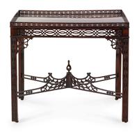A Chinese Chippendale Carved Mahogany Silver Table