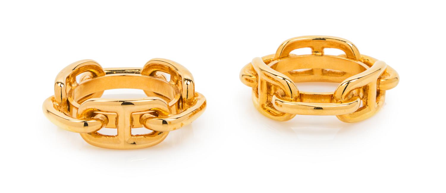 A Pair of Hermes Goldtone Scarf Rings.