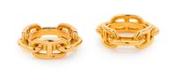 A Pair of Hermes Goldtone Scarf Rings.