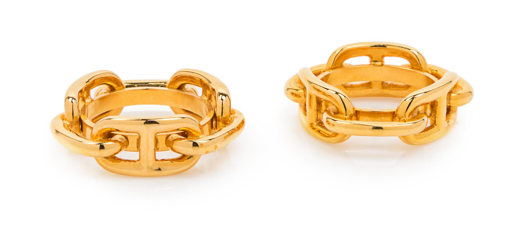 A Pair of Hermes Goldtone Scarf Rings.