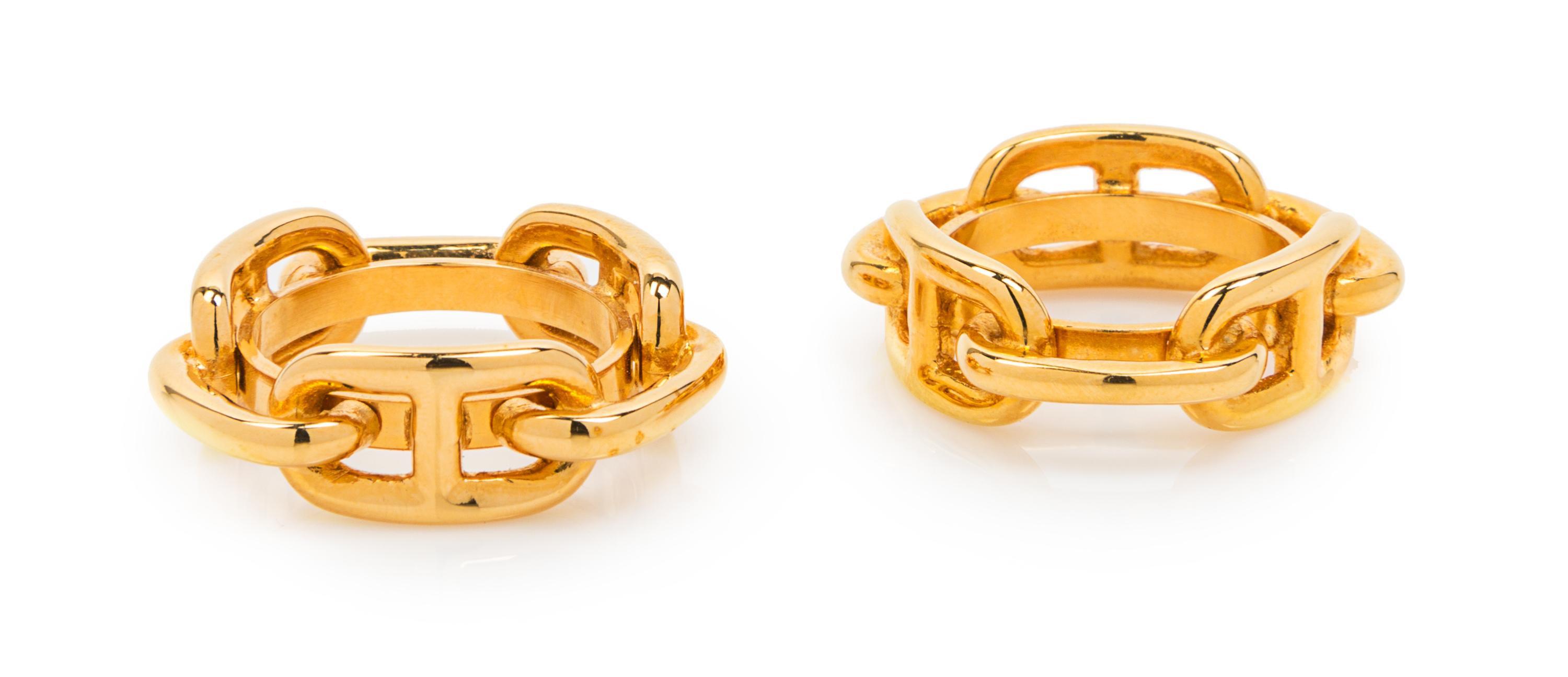 A Pair of Hermes Goldtone Scarf Rings.