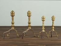 Two Pairs of Federal Spool-Turned Brass Andirons