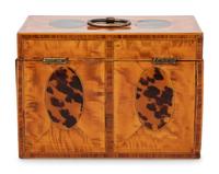 A George III Satinwood and Tortoiseshell Tea Caddy