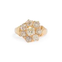 ANTIQUE, DIAMOND AND YELLOW GOLD CLUSTER RING