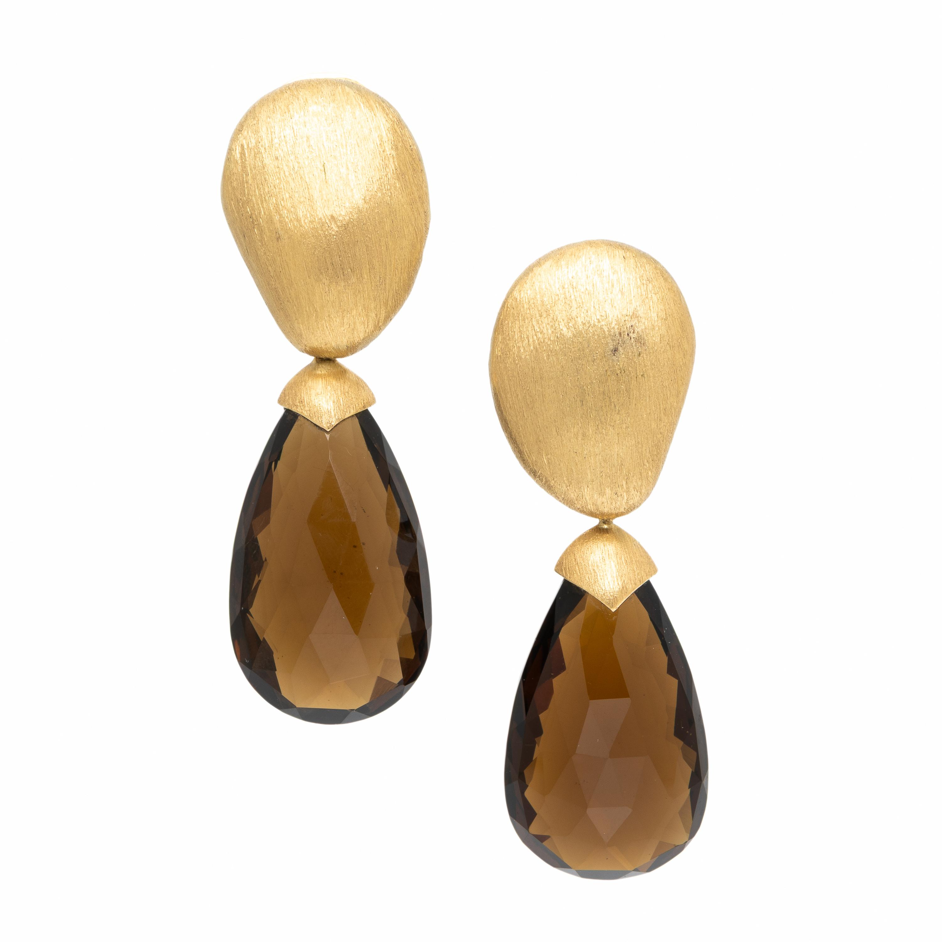 Yvel, Smoky Quartz and Yellow Gold Earrings