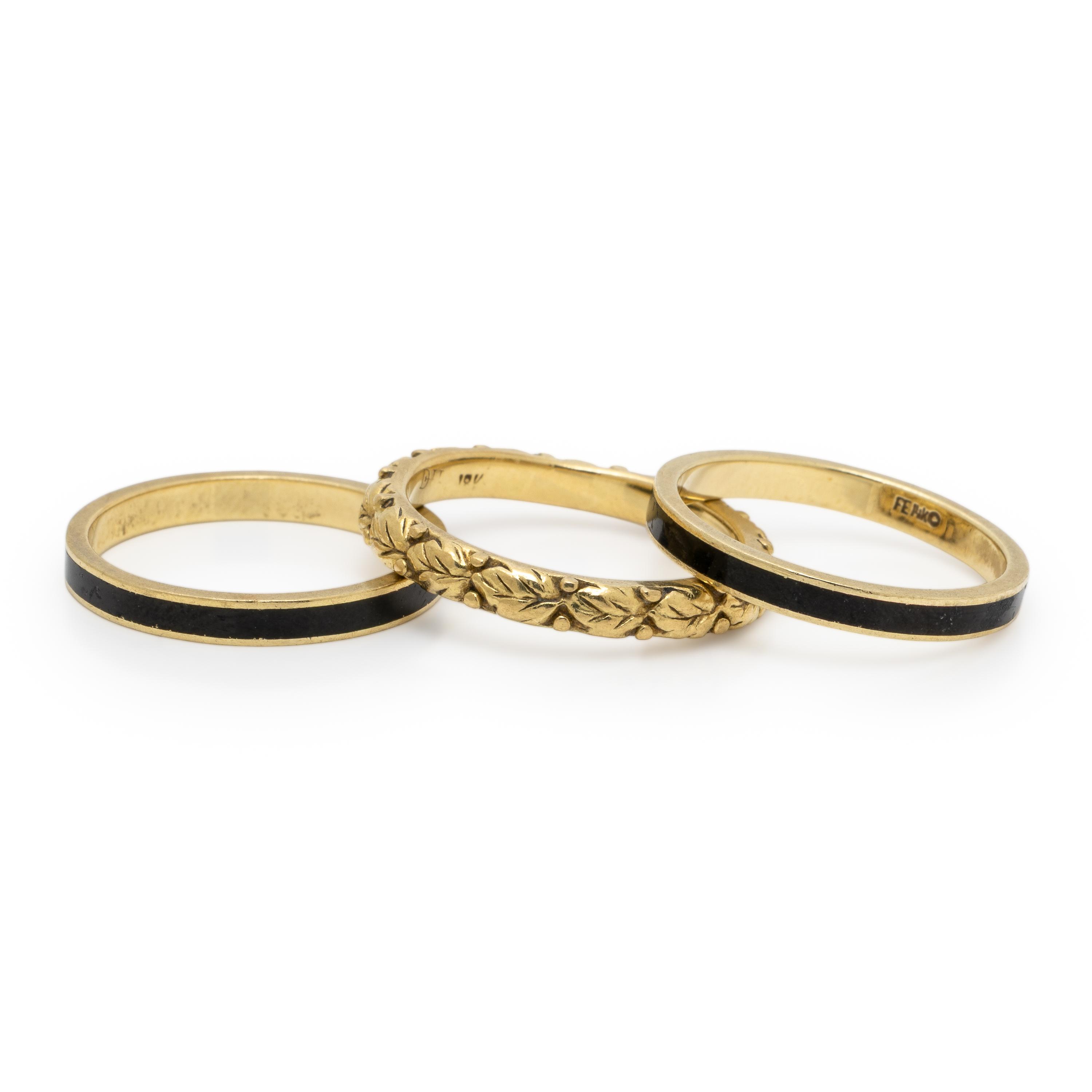 Three Yellow Gold Stacking Band Rings