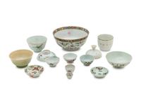 Twelve Chinese Famille Rose ‘Flower’ Porcelain Articles