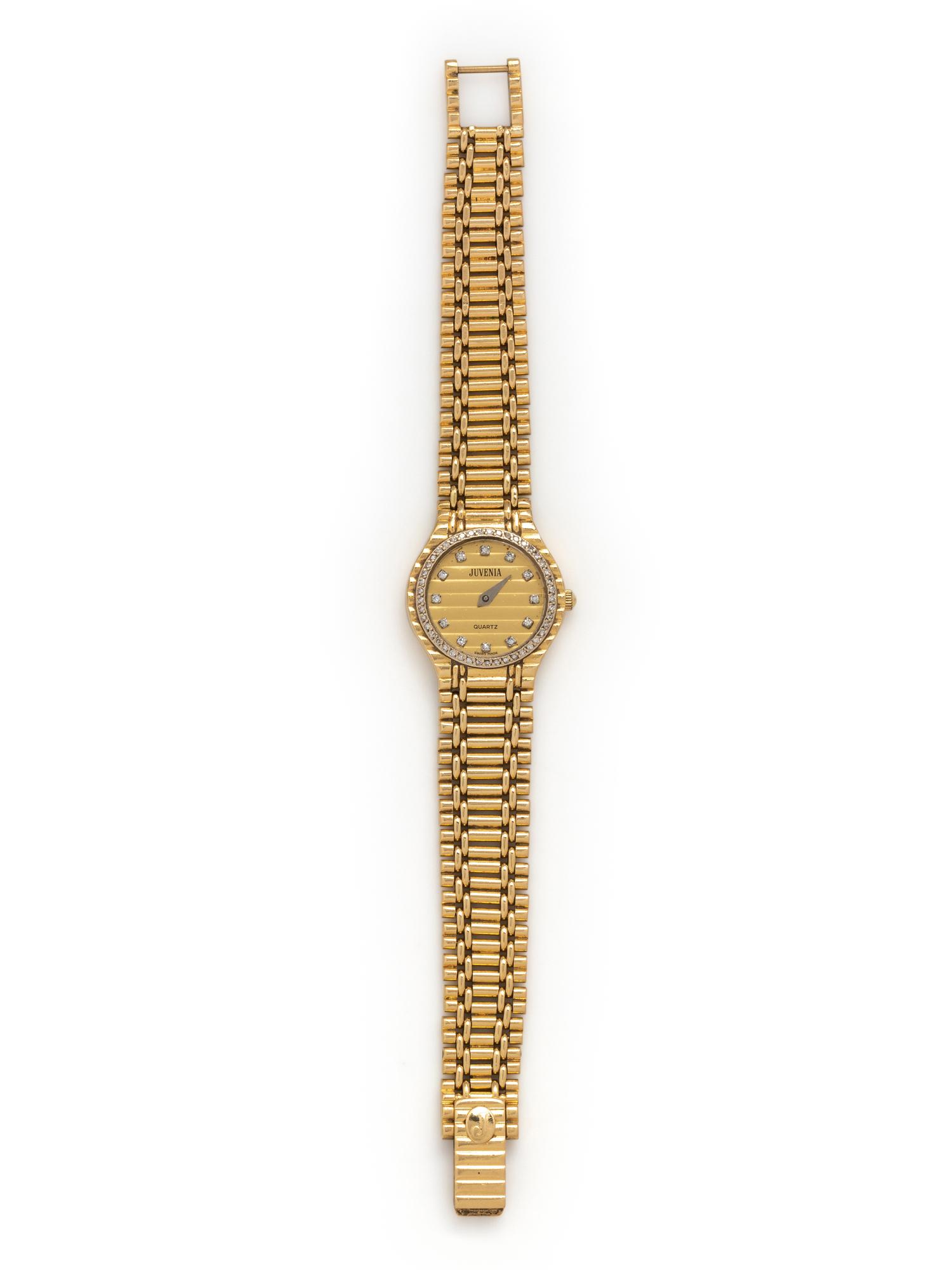 JUVENIA, 18K YELLOW GOLD AND DIAMOND WATCH