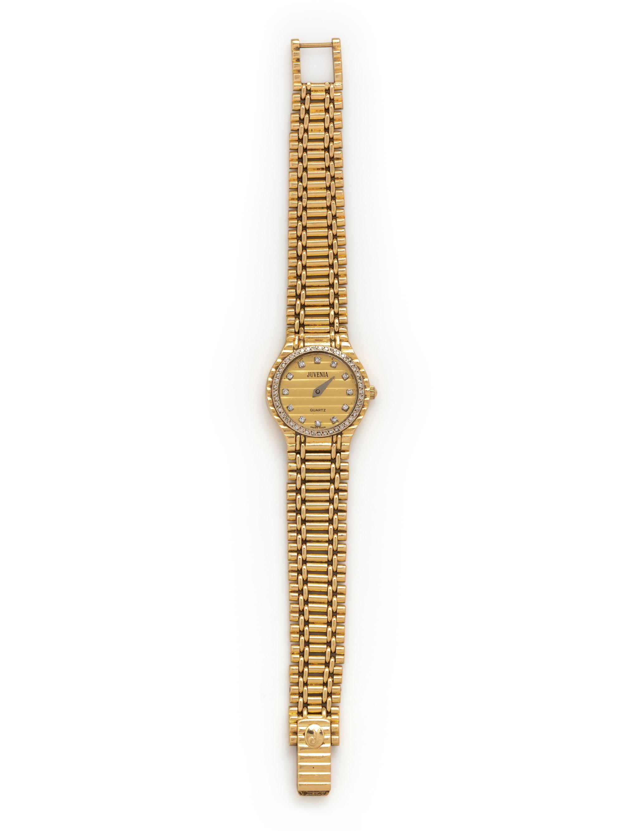 JUVENIA, 18K YELLOW GOLD AND DIAMOND WATCH